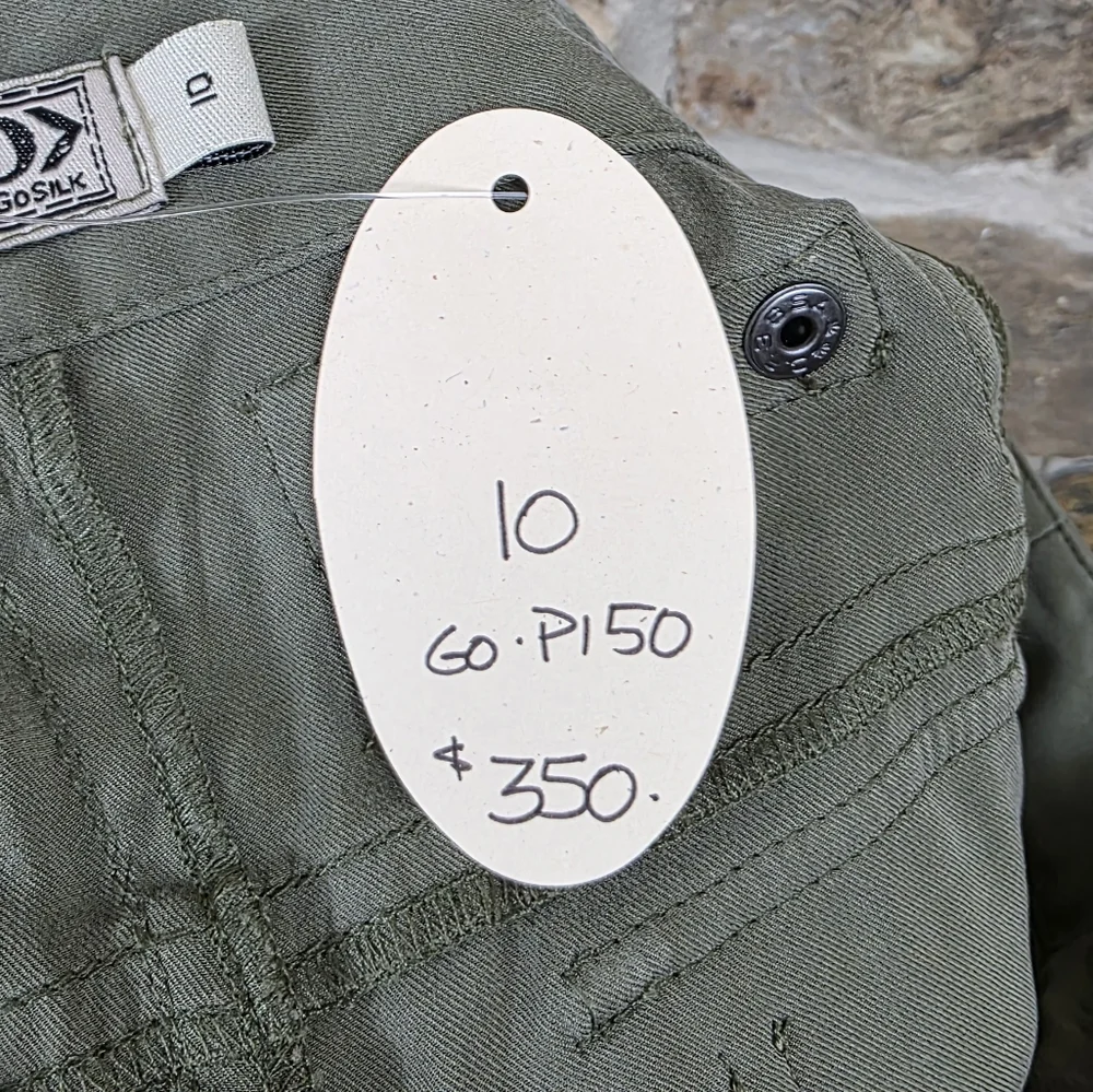NWT Gosilk Iconic Silk Army Pants In Camo Green